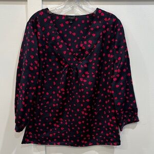 Talbots Black Blouse with Pink Dots
